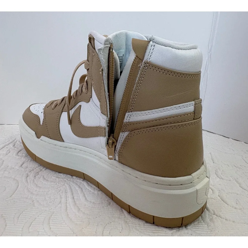 Nike Air‎ Jordan 1 High Elevated Women Zip Sneakers White Tan DN3253 121 Size 10